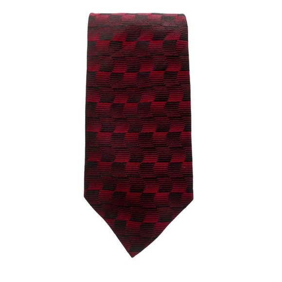 AQUASCUTUM OF LONDON Red Geometric Tie 100% Silk Made In UK 60"/ 3”.3/4 EX COND - Picture 7 of 7